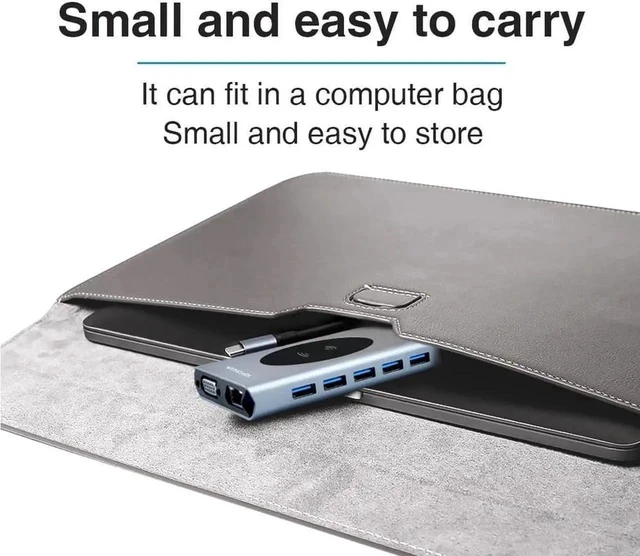 Alt view image 6 of 7 - USB C Docking Station with Dual HDMI, VGA, Qi Wireless Charging, 5×USB3.0, Gigabit Ethernet, 100W PD, SD/TF Card Reader & 3.5mm Audio Jack, Multiport Adapter Compatible with HP, Dell and All Type-C La