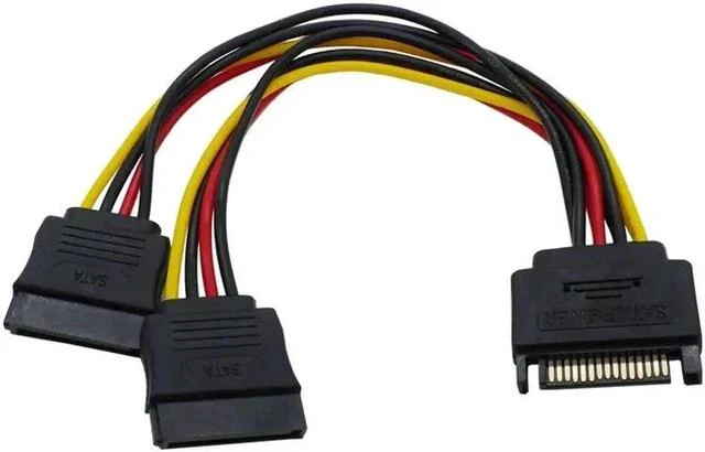 Main image of 2x 15 Pin SATA Male to 2 SATA Splitter Female Power Cable
