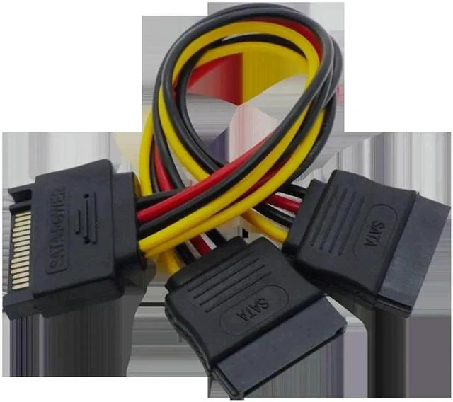 Alt view image 2 of 4 - 2x 15 Pin SATA Male to 2 SATA Splitter Female Power Cable