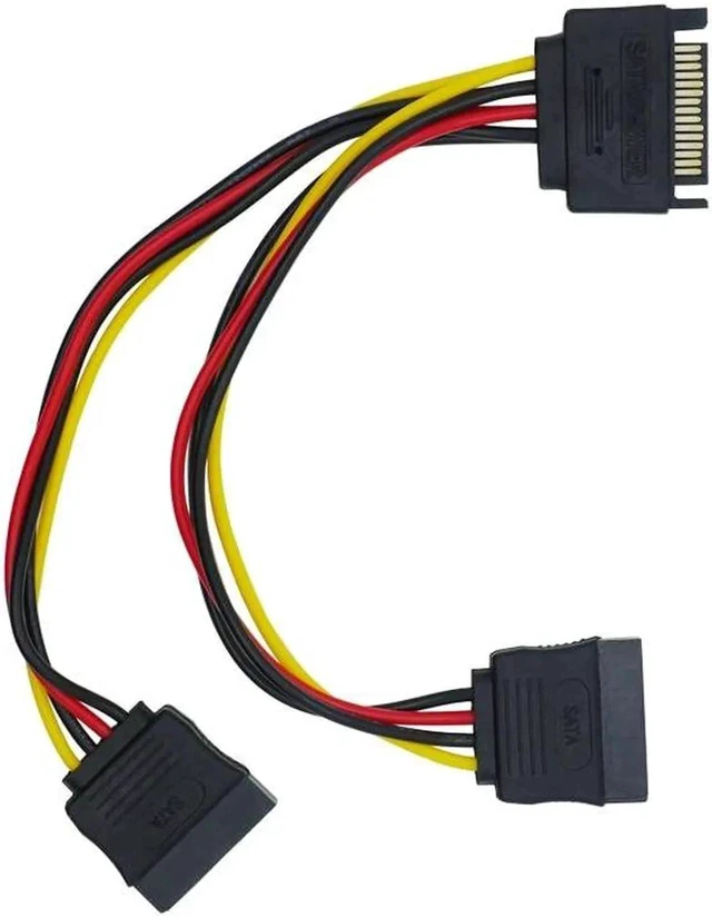 Alt view image 3 of 4 - 2x 15 Pin SATA Male to 2 SATA Splitter Female Power Cable
