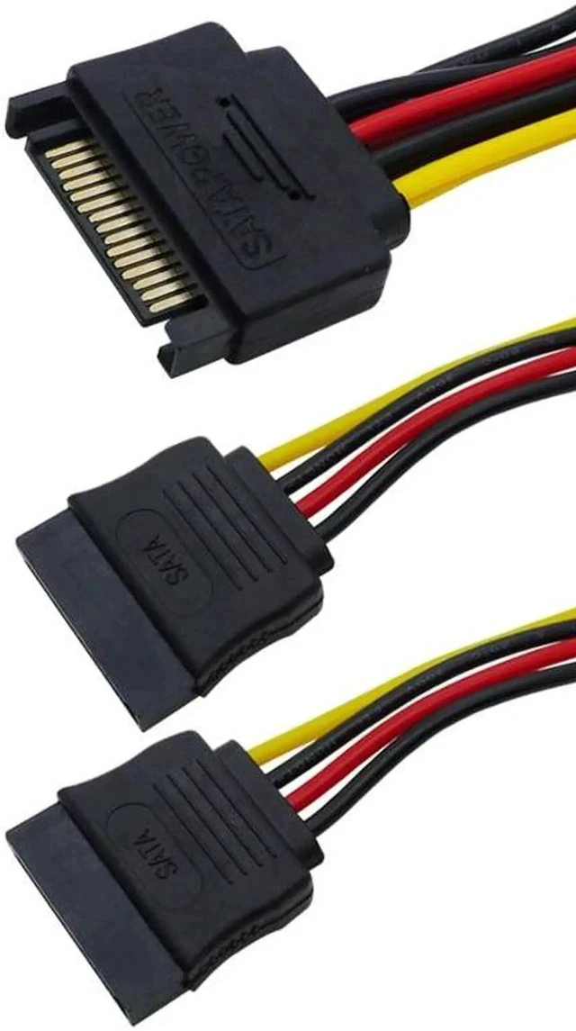 Alt view image 4 of 4 - 2x 15 Pin SATA Male to 2 SATA Splitter Female Power Cable