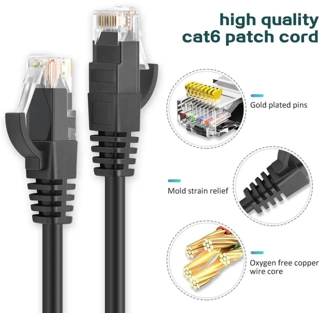 Alt view image 5 of 6 - Ethernet Cable 1 ft 2 Pack - Cat 6 High Speed Network Cable with Rj45 Connectors, Short Patch Cable for Patch Panel, Switch