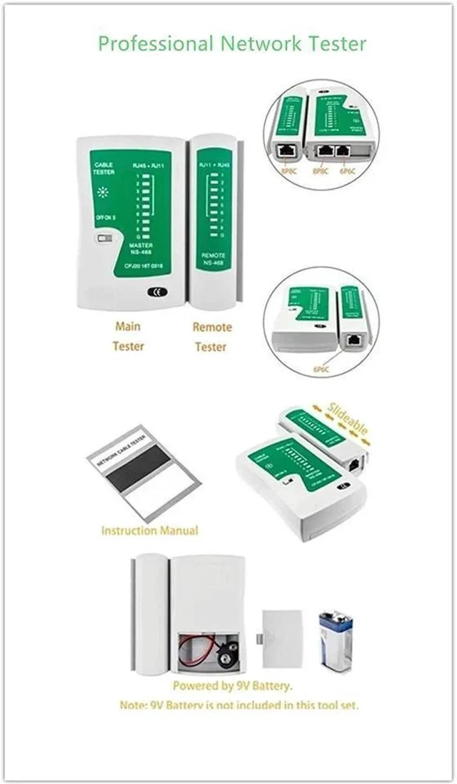 Alt view image 5 of 7 - Network Cable Repair Maintenance Tool Kit Set 11 in 1 Portable Phone Cable Crimper 8P8C 4P4C 6P6C Connectors RJ45 RJ11 Cat5 Cat6 Cable Tester