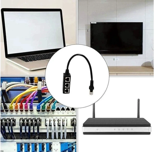 Alt view image 4 of 5 - RJ45 Ethernet Splitter Cable Minriu RJ45 Y Splitter Adapter 1 to 3 Port Ethernet Switch Adapter Cable for CAT 5/CAT 6/CAT 7