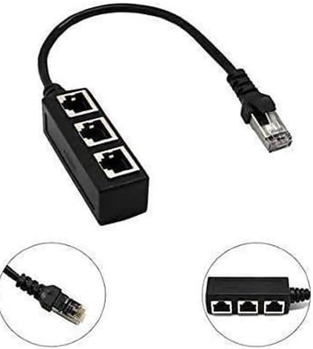 Alt view image 5 of 5 - RJ45 Ethernet Splitter Cable Minriu RJ45 Y Splitter Adapter 1 to 3 Port Ethernet Switch Adapter Cable for CAT 5/CAT 6/CAT 7