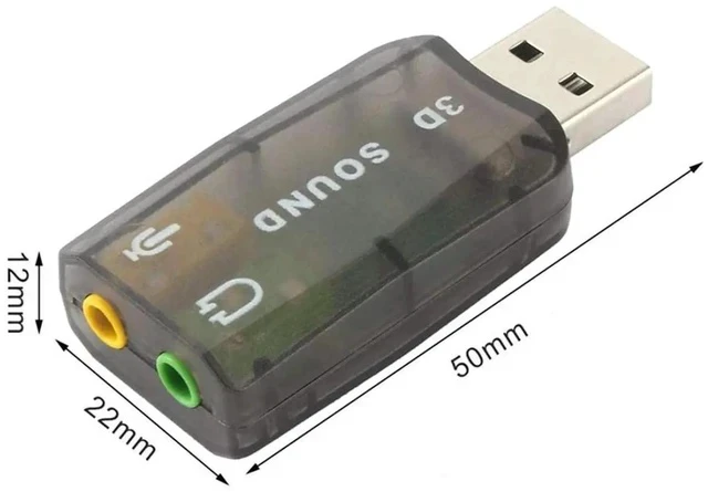 Alt view image 4 of 6 - USB 3D Sound Card, 5.1 USB External Stereo Sound Card with 3.5mm Headphone and Microphone Jack Convert
