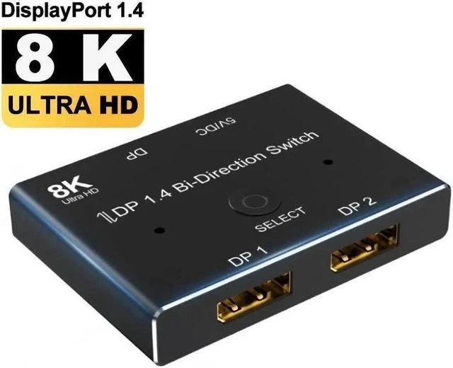 Main image of DisplayPort Switch DP 1.4 Bi-direction Switcher 8K 60hz 4K 120Hz 32.4 Gbps Splitter 2X1 Or 1x2 For Multiple Source Displays