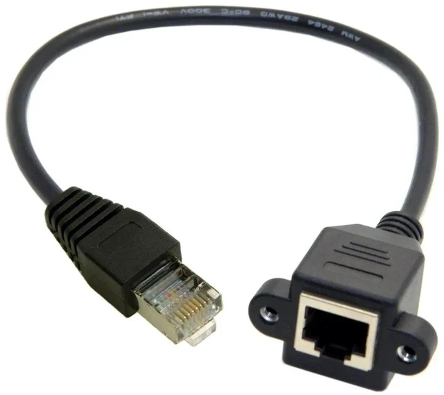 Alt view image 2 of 5 - RJ45 8P8C FTP STP UTP Cat 5e Male to Female LAN Ethernet Network Extension Cable with Panel Mount Holes 30cm