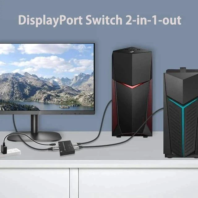 Alt view image 4 of 7 - DisplayPort Switch Box 2-in-1-out 8K@30Hz 4K@120Hz DisplayPort 1.4 Switcher Compatible with PC, Laptop, Monitor, Gaming, TV