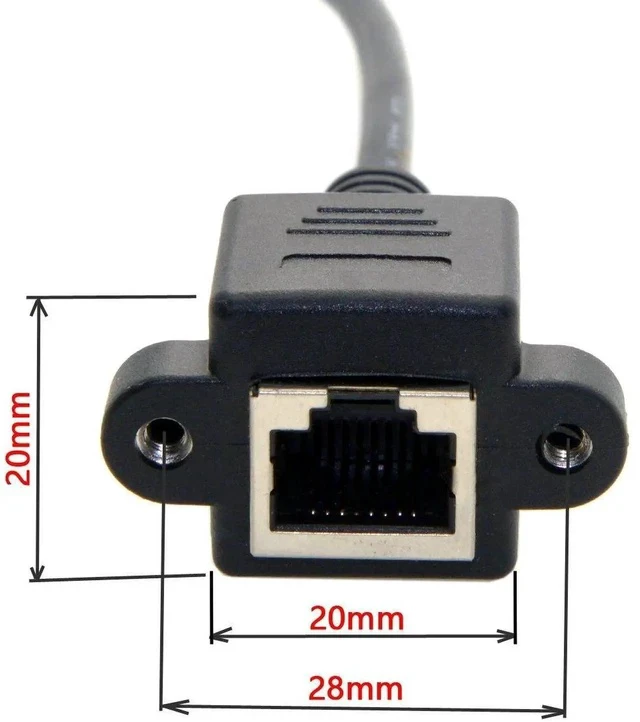 Alt view image 4 of 5 - RJ45 8P8C FTP STP UTP Cat 5e Male to Female LAN Ethernet Network Extension Cable with Panel Mount Holes 30cm