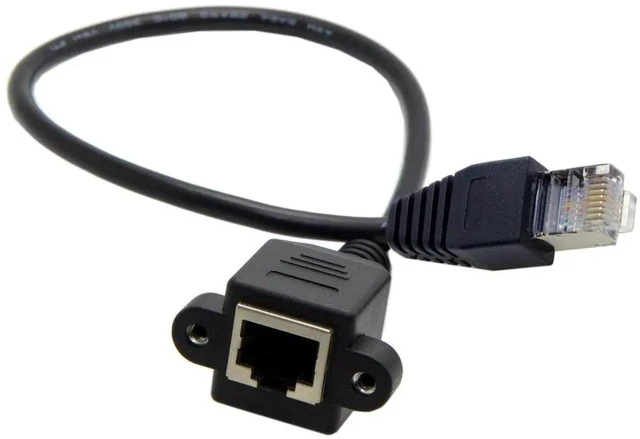 Alt view image 5 of 5 - RJ45 8P8C FTP STP UTP Cat 5e Male to Female LAN Ethernet Network Extension Cable with Panel Mount Holes 30cm