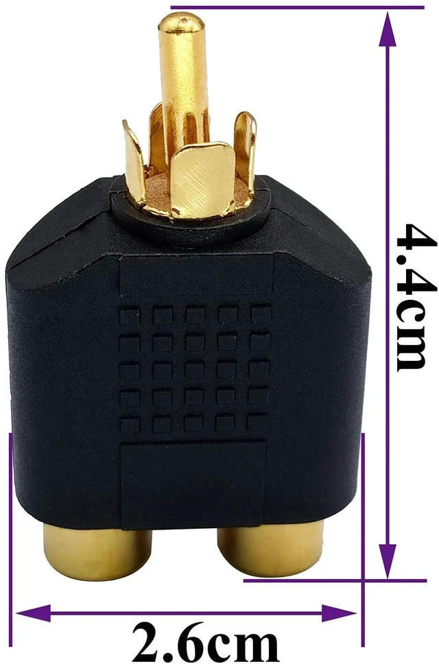 Alt view image 2 of 7 - RCA Y Splitter Adapter,Gold-Plated1RCA Male to 2 RCA Female Jack Audio Video Y Splitter Adapters Connector for Audio Video AV TV Cable Convert (5 Pack M/F)