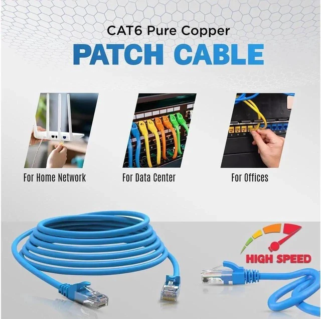 Alt view image 2 of 6 - CAT6 Ethernet Cable LAN Network RJ45 Internet Patch Cord 10Pack Black 1ft Bare Copper