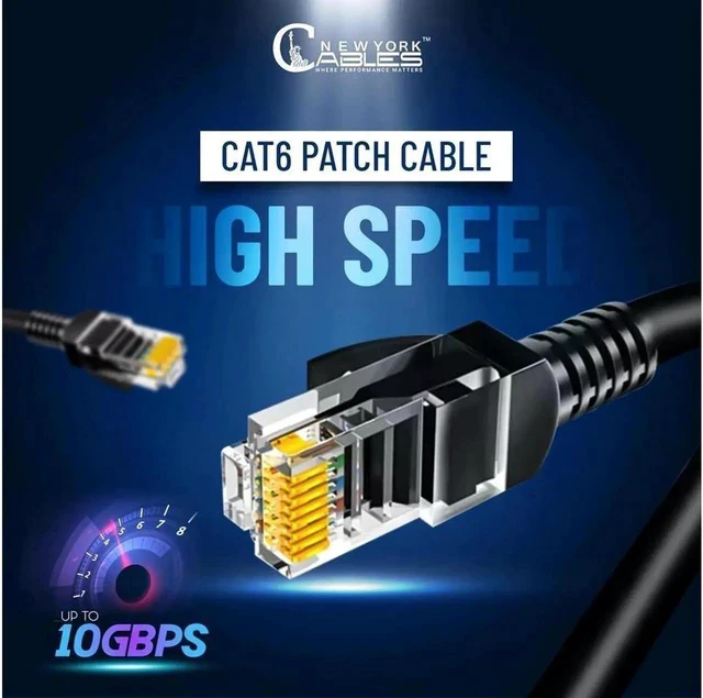 Alt view image 5 of 6 - CAT6 Ethernet Cable LAN Network RJ45 Internet Patch Cord 10Pack Black 1ft Bare Copper