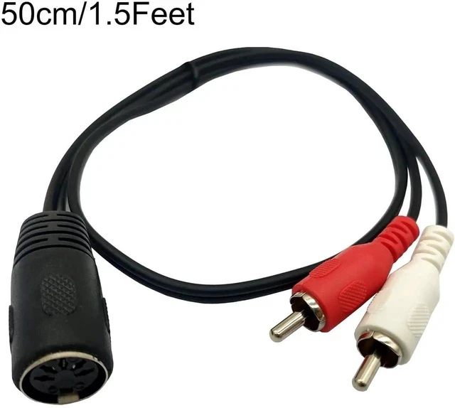 Alt view image 5 of 6 - DIN 5 Pin to RCA Cable, 1.5Ft/50cm 5-Pin Din Female to 2 RCA Male Audio Adapter Cable for Electrophonic Bang & Olufsen, Naim, Quad, Stereo Systems