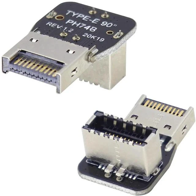 Alt view image 4 of 7 - 2Pack 90 Degree USB 3.2 Front Panel Internal Connector Down-Right Angle Type-E USB 3.1 Female to Male Front Panel Socket Adapter for Type-E Motherboard Extension Data Adapter(Type-E/Down)