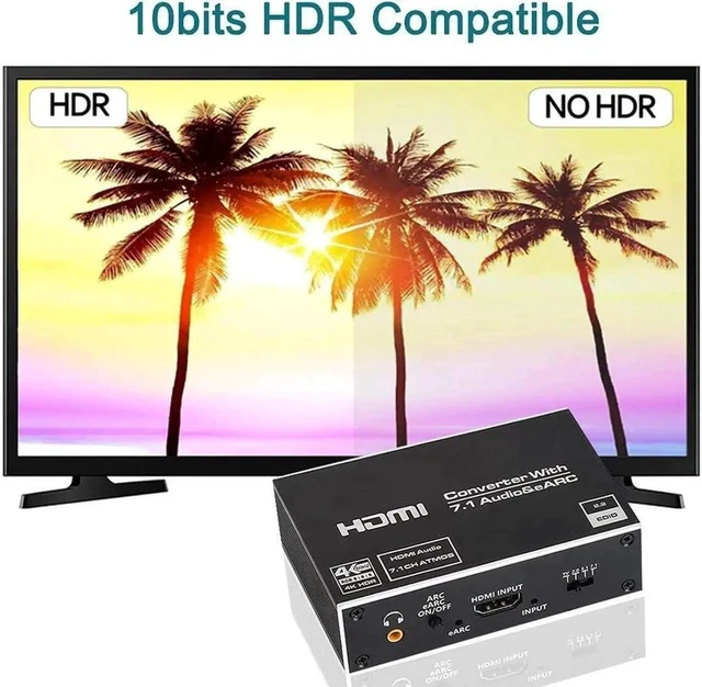 Alt view image 5 of 7 - 4K 60Hz HDMI Audio Extractor Splitter, HDMI + Optical Toslink SPDIF + 3.5mm Audio Jack + Coaxial + 7.1Ch, Support - HDCP 2.2 - EDID,Dolby Vision,HDR 10