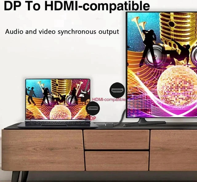 Alt view image 3 of 7 - 4K DisplayPort to HDMI Adapter 2 Pack, Gold-Plated DP Male to HDMI Female Converter, Unidirectional DP to HDMI Dongle Compatible with HP, Dell, Lenovo Laptops, Desktops, HDTV, Monitor, Projector, AMD