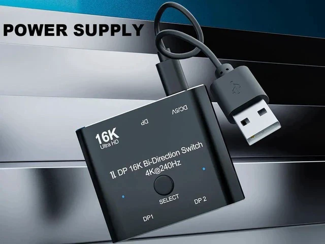 Alt view image 4 of 7 - 2×1 Bi-Directional DisplayPort Switch Converter, Support 16K@60Hz / 8K@120Hz / 4K@240Hz, Video Switcher for Multiple Sources & Displays