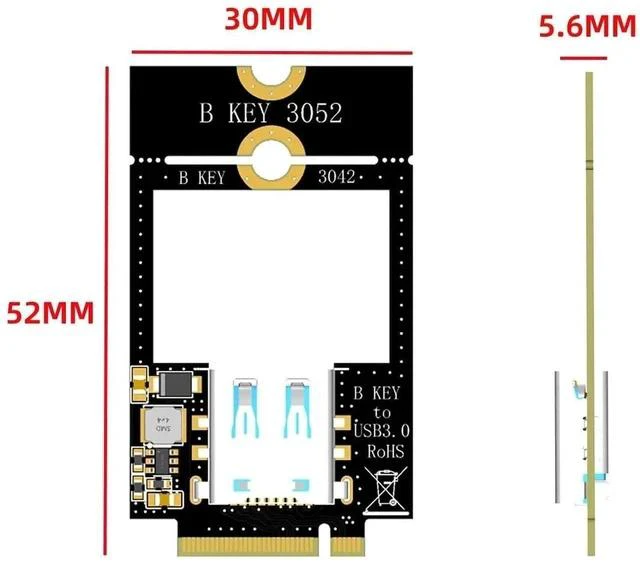 Alt view image 4 of 4 - NGFF M.2 B-Key to USB3.0 Adapter Card for Wireless Bluetooth WiFi Network Card