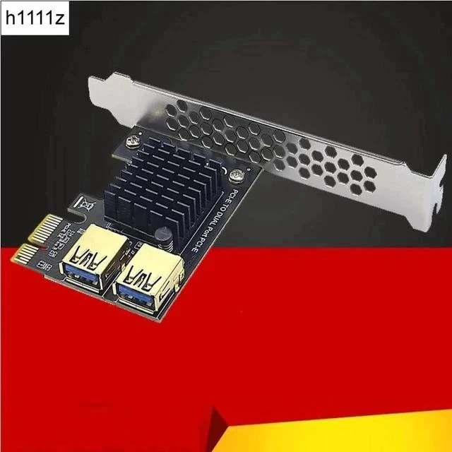 Main image of Gold PCI Express Multiplier PCIE PCI-E Riser Card 1 to 2 USB 3.0 Hub X16 PCI Express 1X 16X Adapter For BTC Bitcoin Mining Miner