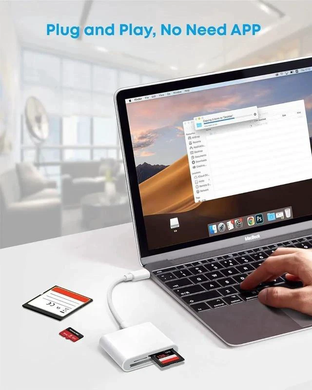 Alt view image 4 of 5 - USB C SD/TF/CF Memory Card Reader for iPad/Mac/iPhone 15 and Above, Type-C to CF SD TF 3 in 1 SLR Camera Card Reader with iPad MacBook Pro/Air/Mini Mac/Android Laptop/Tablet/Phone/Galaxy S21 S22 S23