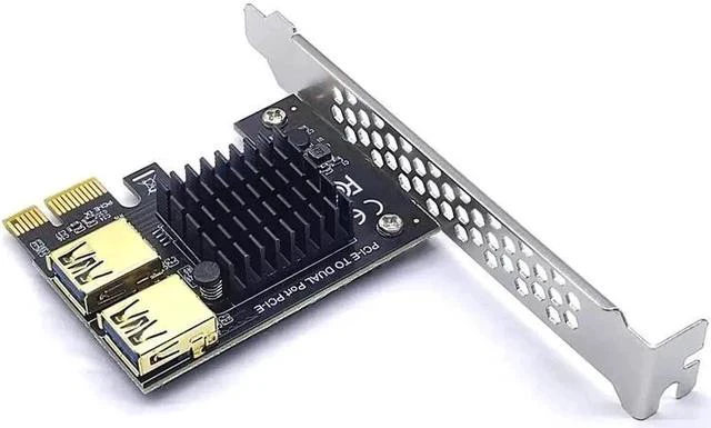 Alt view image 3 of 5 - Gold PCI Express Multiplier PCIE PCI-E Riser Card 1 to 2 USB 3.0 Hub X16 PCI Express 1X 16X Adapter For BTC Bitcoin Mining Miner