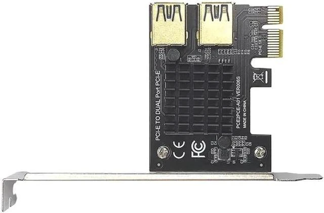 Alt view image 5 of 5 - Gold PCI Express Multiplier PCIE PCI-E Riser Card 1 to 2 USB 3.0 Hub X16 PCI Express 1X 16X Adapter For BTC Bitcoin Mining Miner
