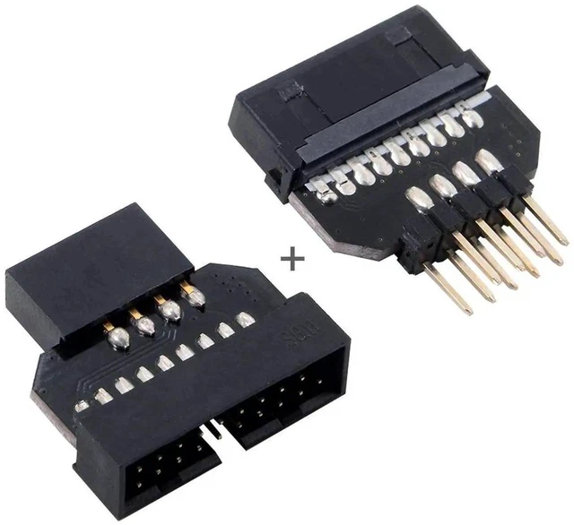 Alt view image 5 of 5 - 2 Pack USB 2.0 9/10Pin Header to USB 3.0 19/20Pin Gender Changer Adapter, Motherboard Internal Header Conversion Connector for PC Front Panel