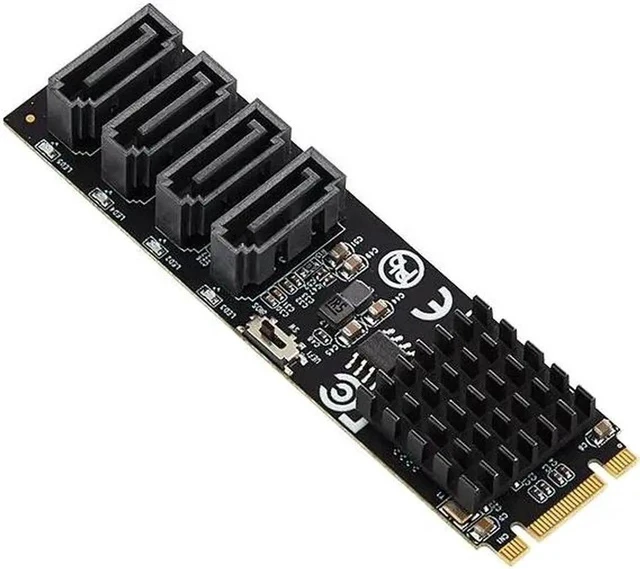 Alt view image 4 of 5 - RAID Card M.2 to 4Port SATA3.0 6Gbps SSD HDD Adapter RAID Controller M+B Key 2280mm Size PCIe2.0 Marvell 9236 Chip for UEFI BIOS
