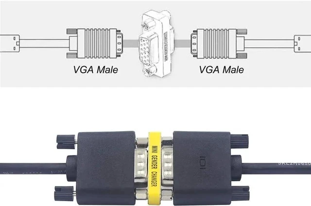 Alt view image 4 of 6 - 2 Pack HD15 VGA Female to Female Coupler, SVGA Mini Gender Changer VGA Cable Extender Adapter for Monitor PC Laptop Projector