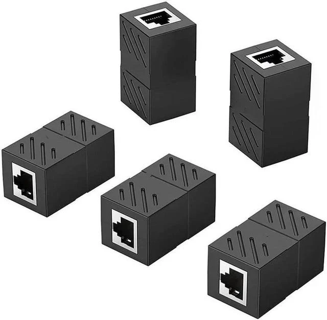 Main image of RJ45 Coupler Ethernet Extender Connector 5 Pack Inline Coupler Cat7 Cat6 Cat5e Ethernet Cable Adapter Female to Female Black