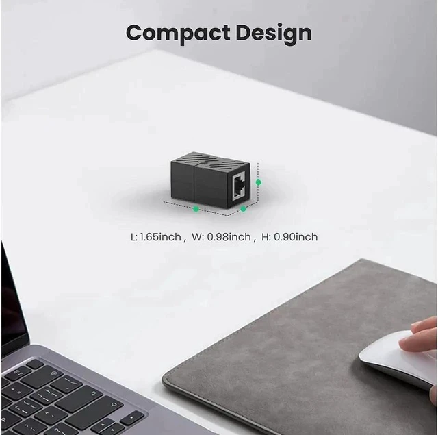 Alt view image 5 of 7 - RJ45 Coupler Ethernet Extender Connector 5 Pack Inline Coupler Cat7 Cat6 Cat5e Ethernet Cable Adapter Female to Female Black