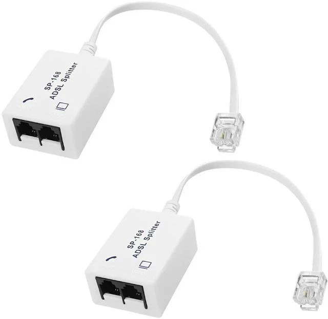 Main image of DSL Filter Splitter ADSL Splitter for Telephone Line 1 to 2 RJ11 6P4C/6P2C Male to Dual Female Telephone Modem Converter Adapter for Fax Machine -2 Pcs