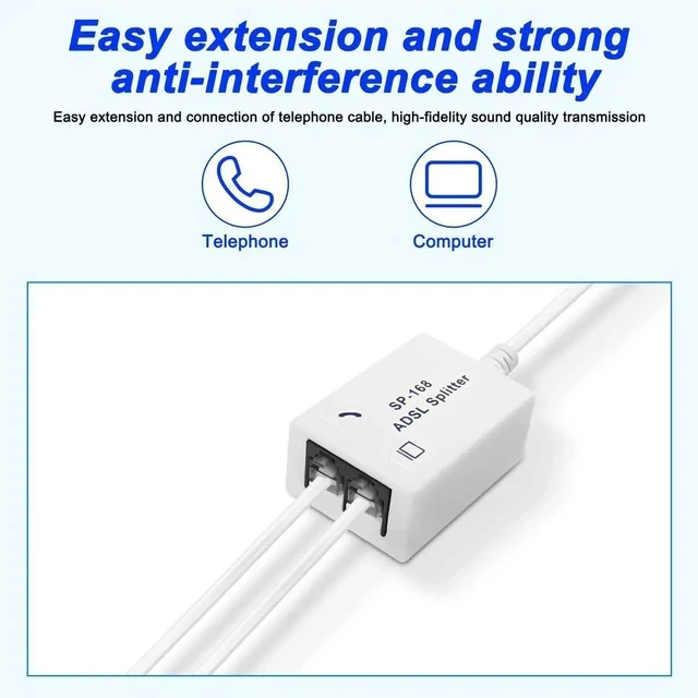 Alt view image 3 of 7 - DSL Filter Splitter ADSL Splitter for Telephone Line 1 to 2 RJ11 6P4C/6P2C Male to Dual Female Telephone Modem Converter Adapter for Fax Machine -2 Pcs