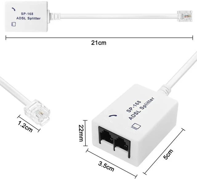 Alt view image 4 of 7 - DSL Filter Splitter ADSL Splitter for Telephone Line 1 to 2 RJ11 6P4C/6P2C Male to Dual Female Telephone Modem Converter Adapter for Fax Machine -2 Pcs