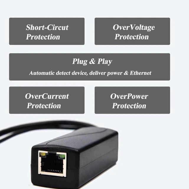 Alt view image 2 of 7 - Active PoE Splitter 12V 1A Output with IEEE 802.3af Standard Compliant 10,100Mbps Power Over Ethernet Splitter Adapter for Security IP Camera CCTV Surveillance Device 5.5x2.1mm (PS5712P Black)