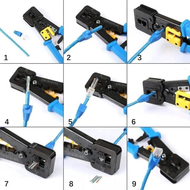 Alt view image 7 of 7 - Pass Through RJ45 Crimping Tool, Ethernet Crimper for Cat5/Cat5e/Cat6 RJ45 & RJ12 Standard and Pass-Through Connectors