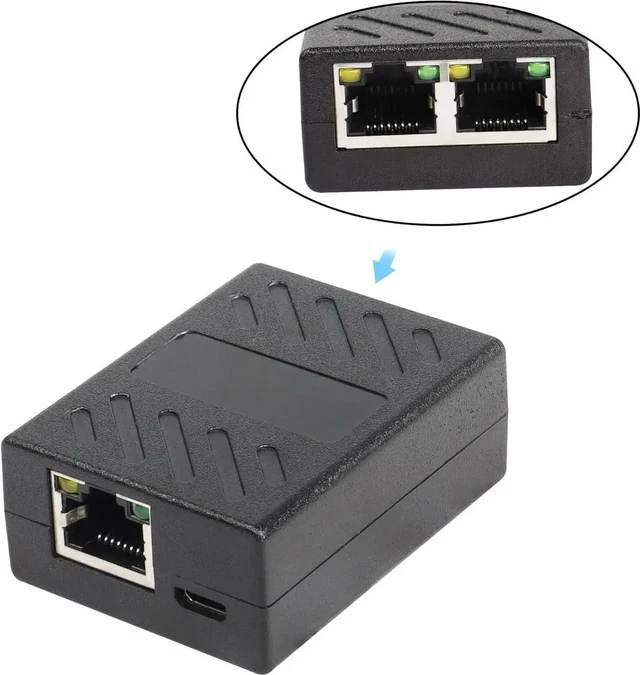 Alt view image 4 of 7 - RJ45 Splitter Adapter, Ethernet Cable Splitter, RJ45 Network Extension Connector,Two Devices Share The Internet at The Same Time.