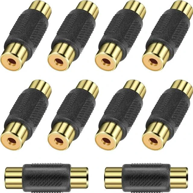 Main image of RCA Female to Female Coupler, 10 Pack Audio Video Adapter Connector Gold Plated Jack to Jack Converter Cable Extender for Amplifier, Speaker, TV