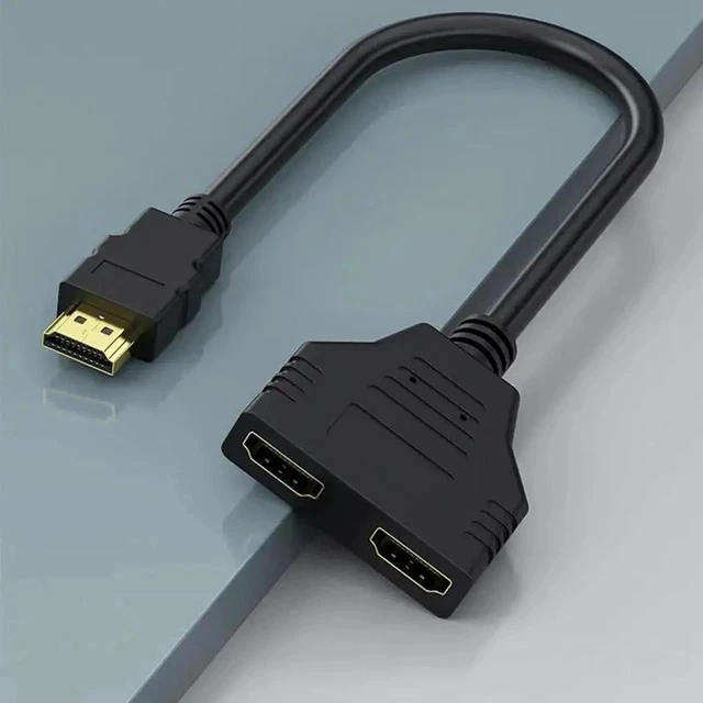 Alt view image 4 of 6 - 1080P HDMI Splitter Cable 1 in 2 Out Dual Port Y Converter Cord Extender Adapter for Xbox PS3 LCD HDTV