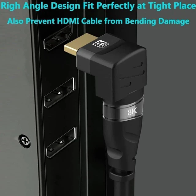 Alt view image 2 of 7 - 4 Pack 90°/270° Up/Down Right Angle HDMI 2.1 Male to Female Adapter, Gold-Plated 8K@60Hz 4K@120Hz HDR eARC HDMI Extender for PC Laptop HDTV Switch PS4 PS5 Xbox