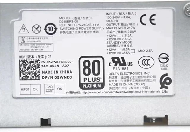 Main image of PSU For Optiplex 3050 5050 7050 7070 240W Switching Power Supply D240EPS-00 05WNDJ 5WNDJ CN-05WNDJ DPS-240AB-11 A