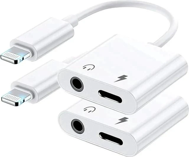Main image of 2 Pack Mfi Certified Lightning to 3.5 mm Headphone Jack Adapter for iphone Dongle Aux Cord 2 in 1 Charger and Aux Audio Splitter Adapter Compatible with iphone 14 13 12 11 X