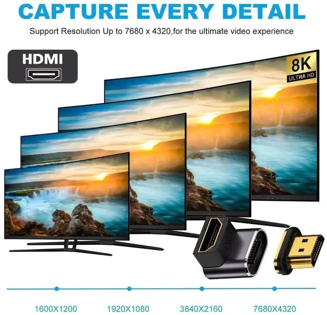 Alt view image 5 of 7 - 90 Degree Down Low-Angle Magnetic HDMI 2.1 Male to Female Adapter, 48Gbps High Speed 8K@60Hz 4K@120Hz Gold-Plated HDMI Gender Changer for HDTV Monitor PC Gaming Consoles