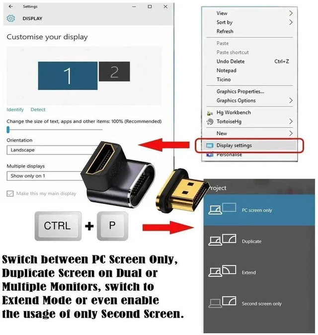 Alt view image 7 of 7 - 90 Degree Down Low-Angle Magnetic HDMI 2.1 Male to Female Adapter, 48Gbps High Speed 8K@60Hz 4K@120Hz Gold-Plated HDMI Gender Changer for HDTV Monitor PC Gaming Consoles
