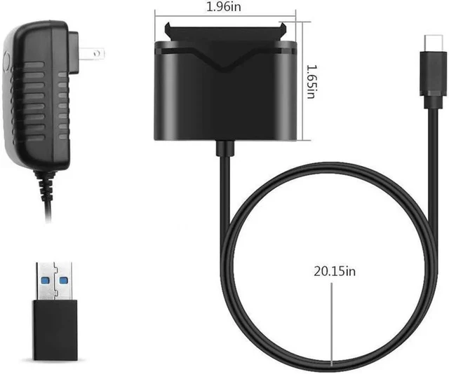 Alt view image 5 of 6 - SATA to USB 3.0&Type-C, SATA III Hard Drive Adapter Converter for 3.5/2.5 Inch HDD/SSD with 12V/2A Power Adapter , USB 3.0 Adapter, Type-C Cable (FXHU.00111FX01002)