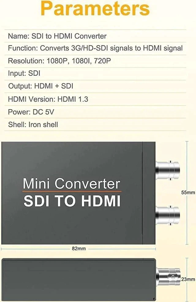 Alt view image 4 of 6 - 1080P SDI to HDMI Video Mini Converter with Audio Embedder SDI to HDMI Adapter for SD-SDI, HD-SDI and 3G-SDI Signals SDI Loopout with Power Supply (OZH5)