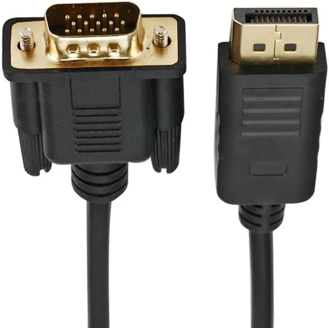 Alt view image 2 of 6 - DisplayPort to VGA Adapter, DP to VGA Cable 6 Feet Cable Male to Male Gold-Plated Cord Compatible for Lenovo, Dell, HP, ASUS and Other Brand, Black