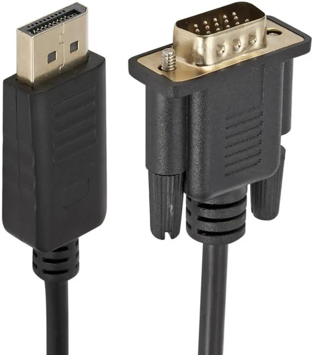 Alt view image 3 of 6 - DisplayPort to VGA Adapter, DP to VGA Cable 6 Feet Cable Male to Male Gold-Plated Cord Compatible for Lenovo, Dell, HP, ASUS and Other Brand, Black